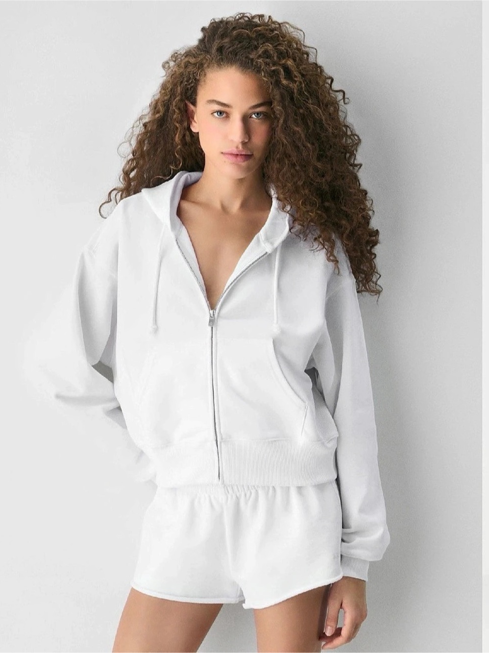 Aritzia Cozy Sweatfleece Boyfriend Zip Hoodie White Large